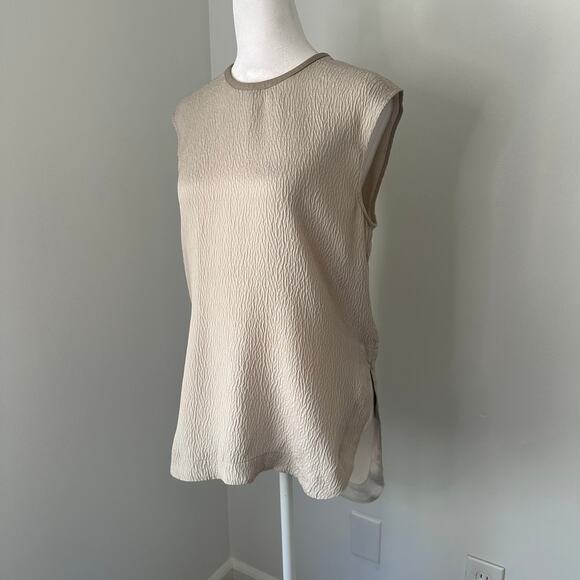 Helmut Lang light gray silk &  leather sleeveless top size P - Picture 4 of 12